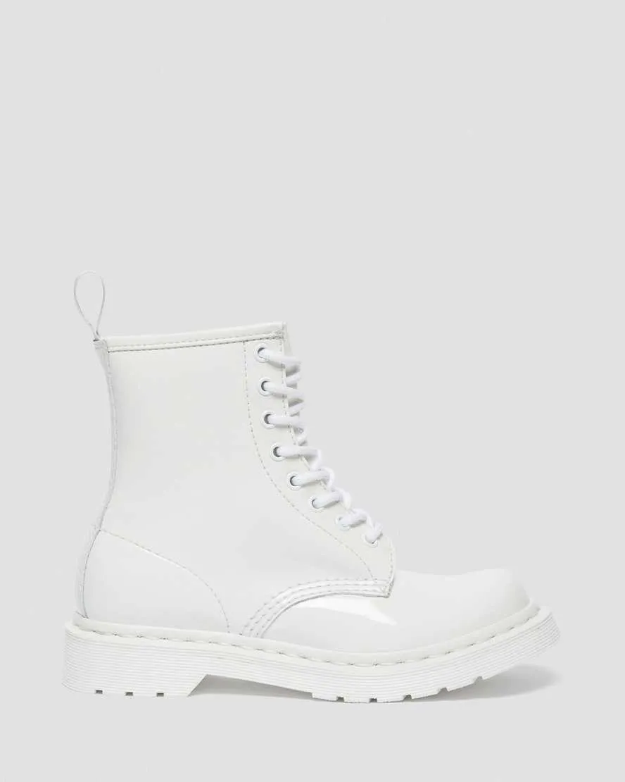 1460 Mono White Patent Leather Lace Up Boots