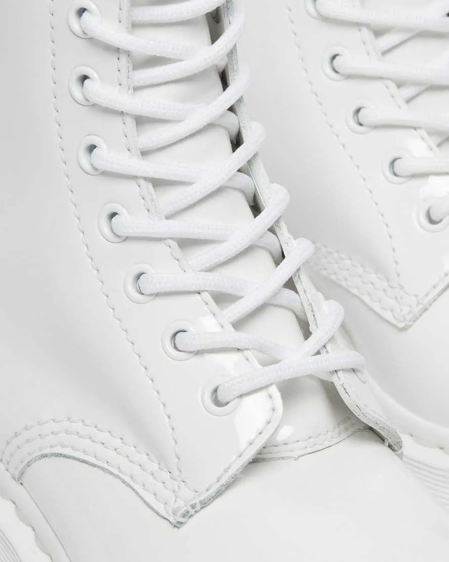 1460 Mono White Patent Leather Lace Up Boots