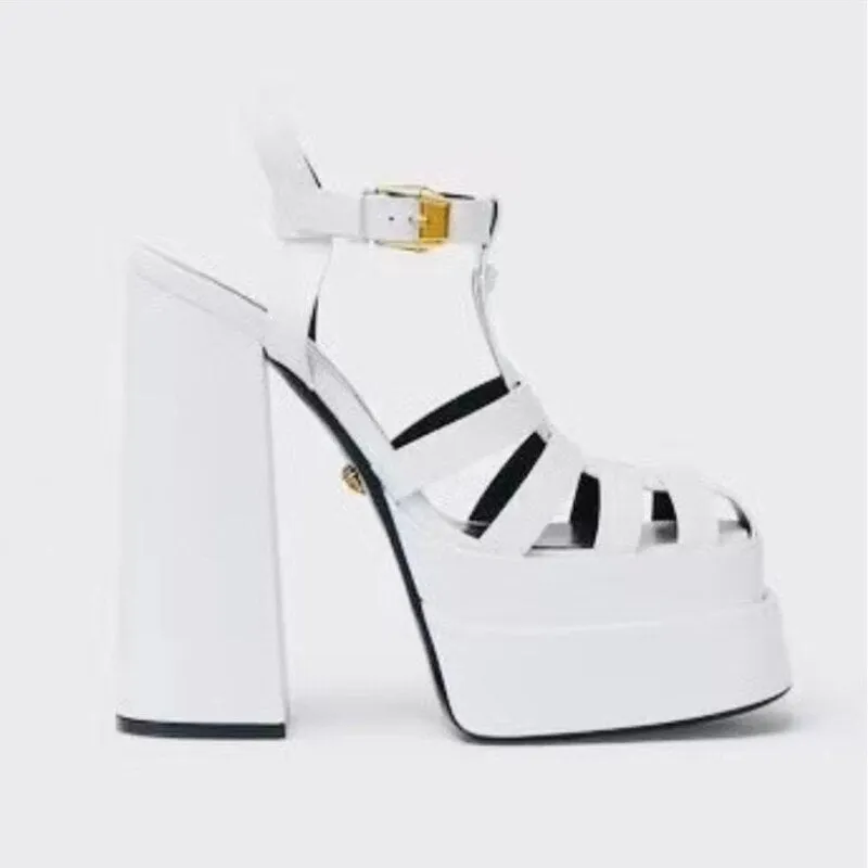 Amozae-  Summer Ladies Sandals Mixed Color Buckle Platform Wedge Heel Brand Luxury Thick Heel Open Toe Women's Shoes Tacones Mujer