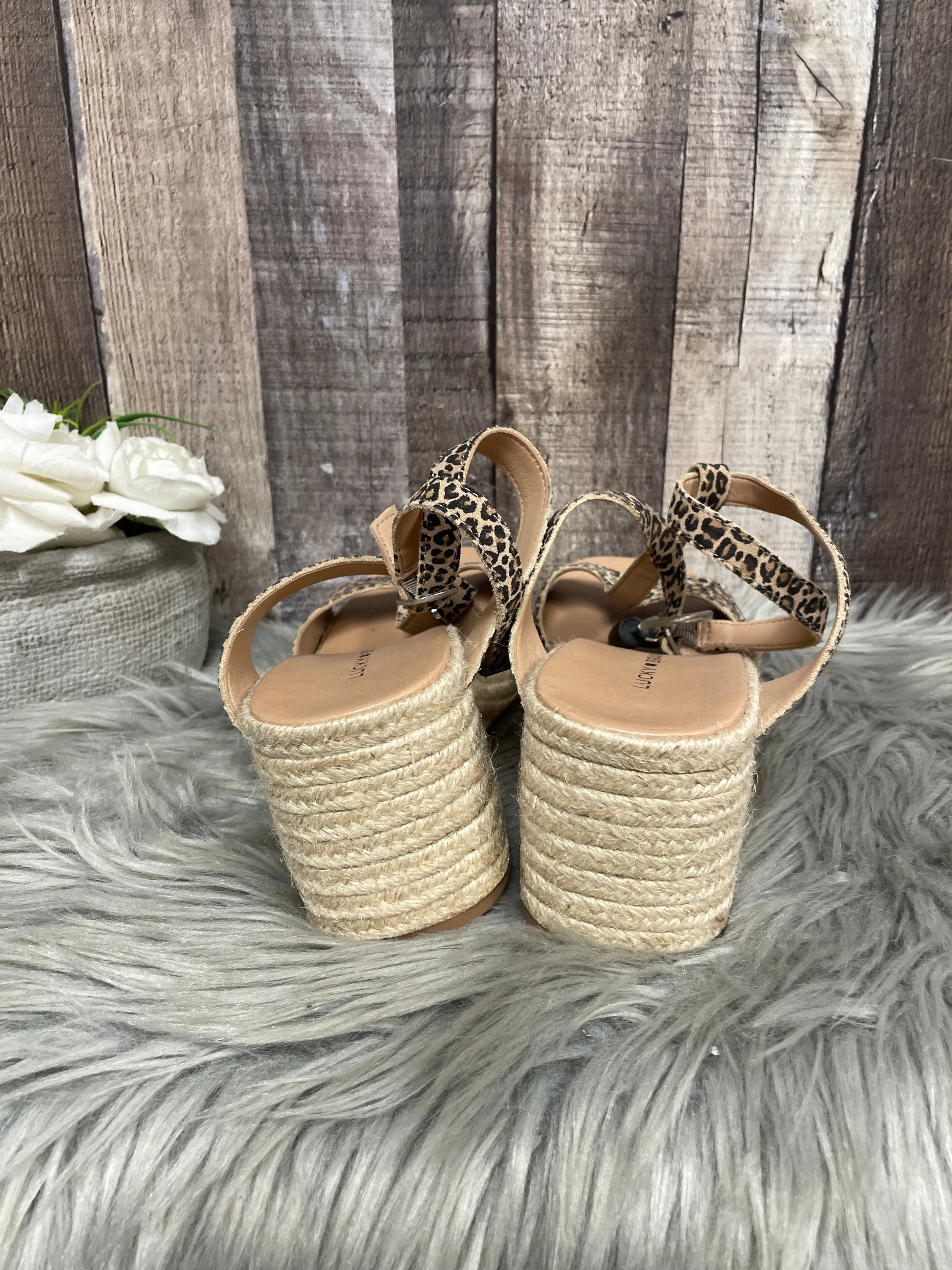 Animal Print Sandals Heels Wedge Lucky Brand, Size 8.5