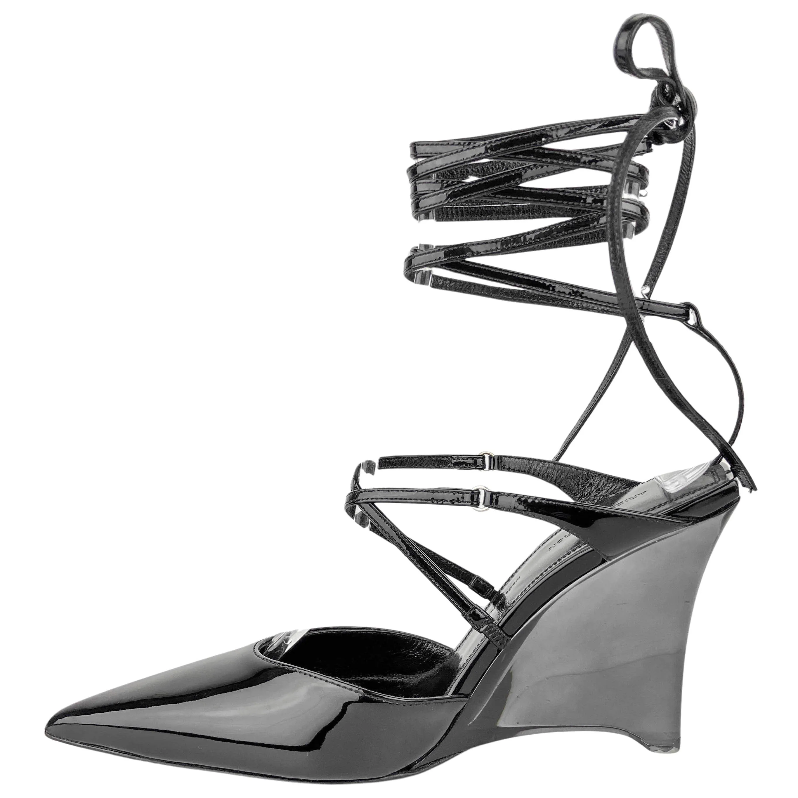 Ariella Baron Vetro Villain Patent Leather Heels in Black