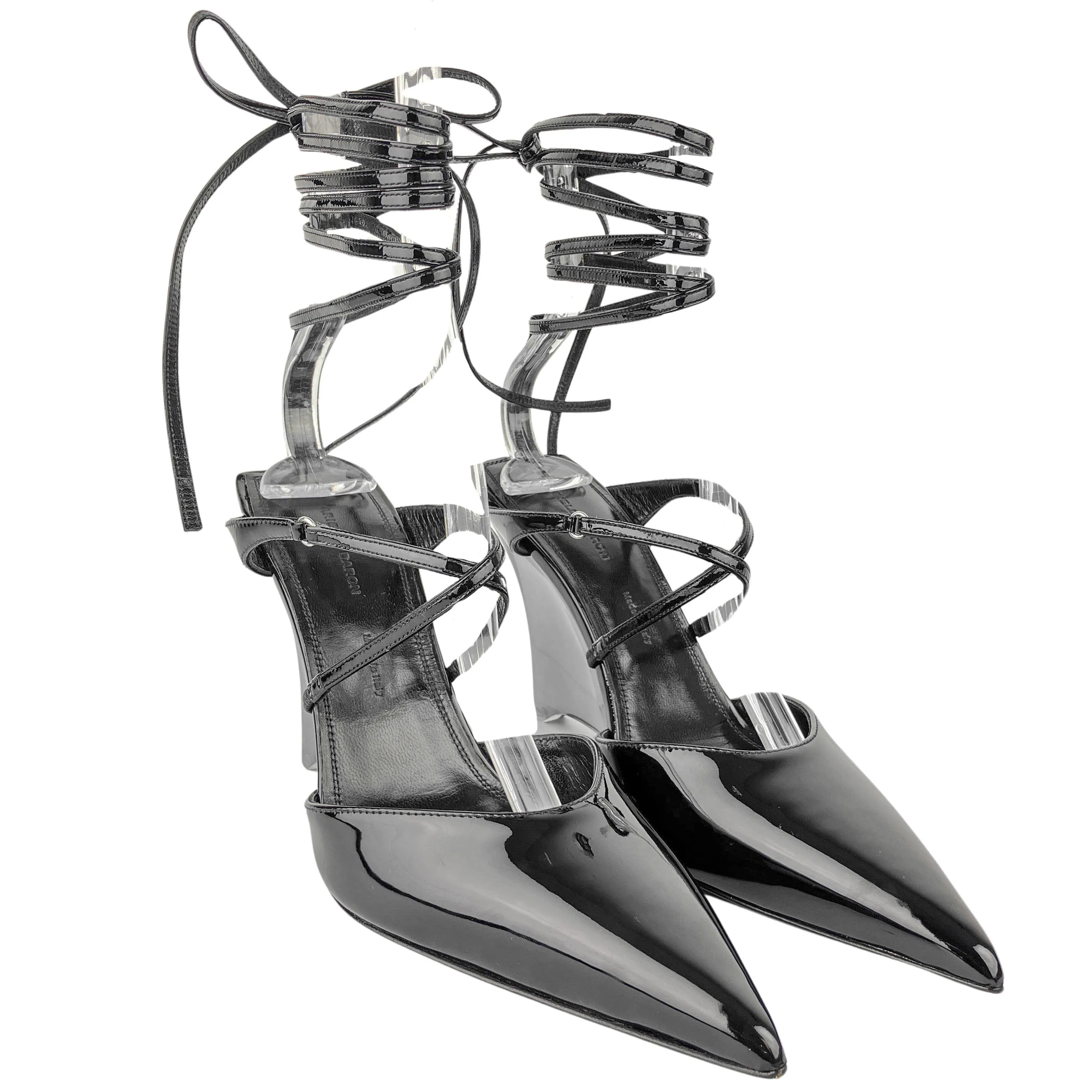 Ariella Baron Vetro Villain Patent Leather Heels in Black