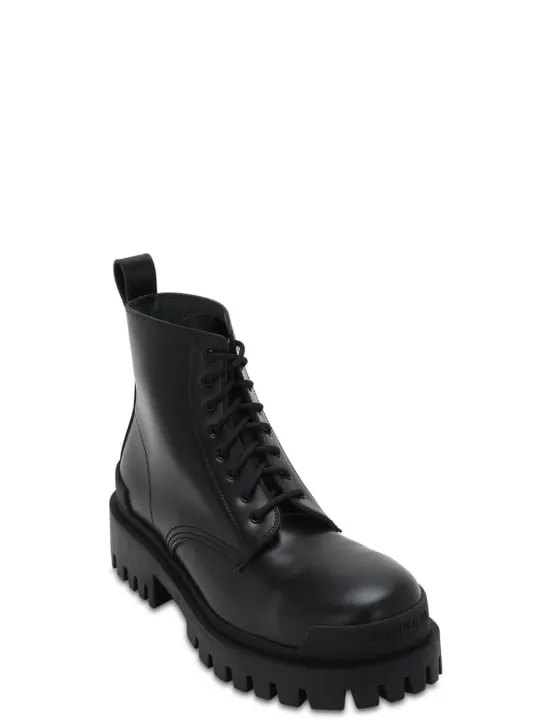 Balenciaga   Strike Bootie leather lace-up boots 