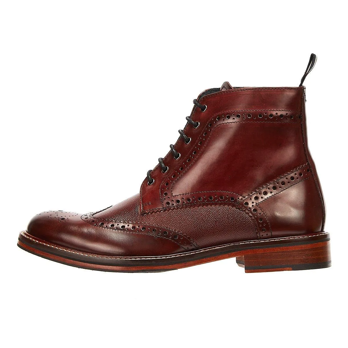 Ben Sherman Alfred Brogue Leather Men's Burgundy Boots