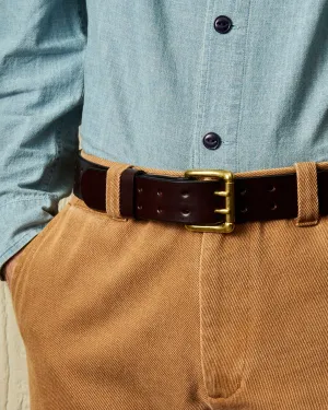 Bridle Strap Belt with Double Holes in Havana