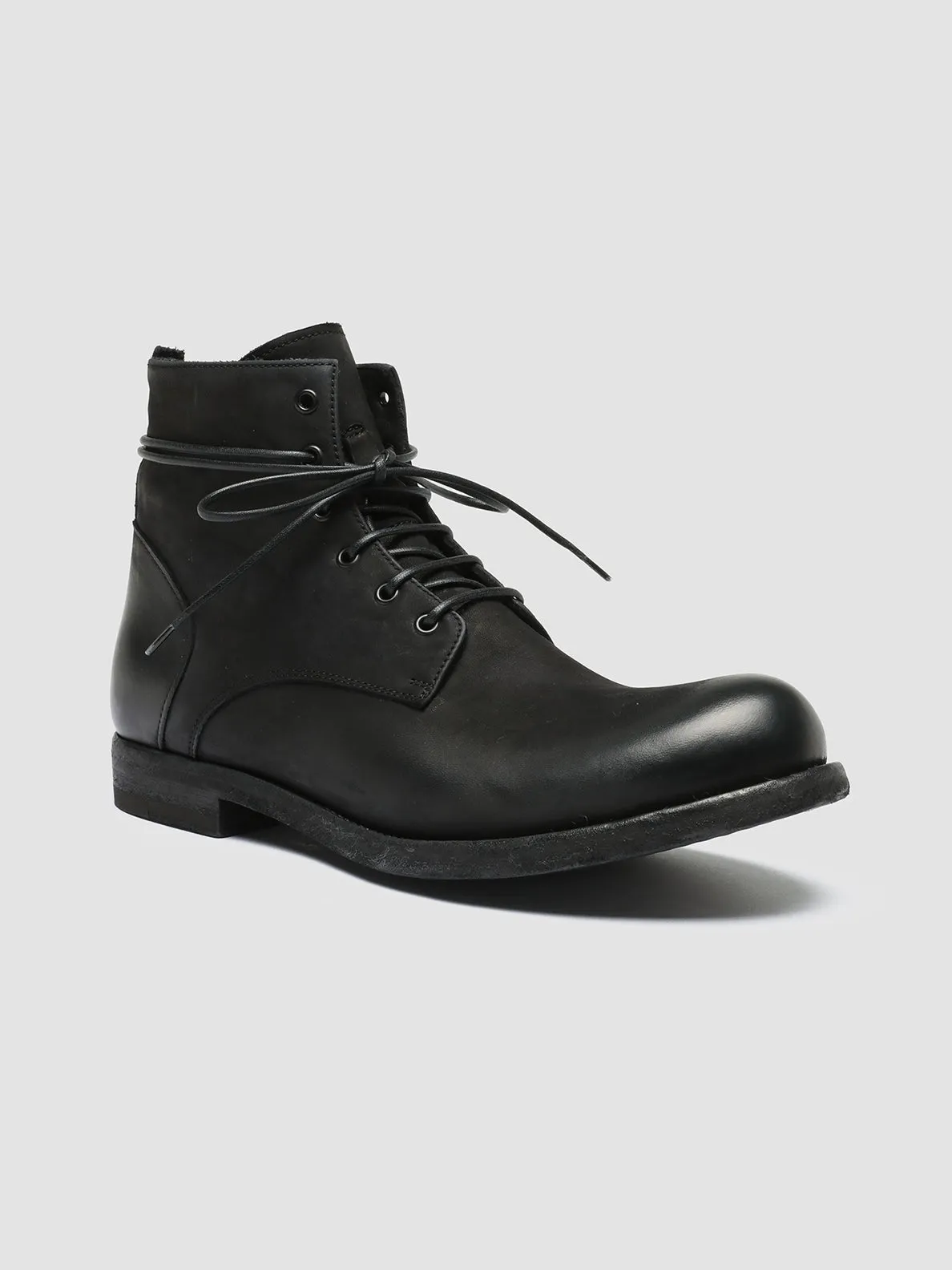 BUBBLE 003 - Black Leather Lace-up Boots