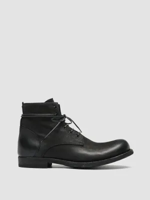 BUBBLE 003 - Black Leather Lace-up Boots