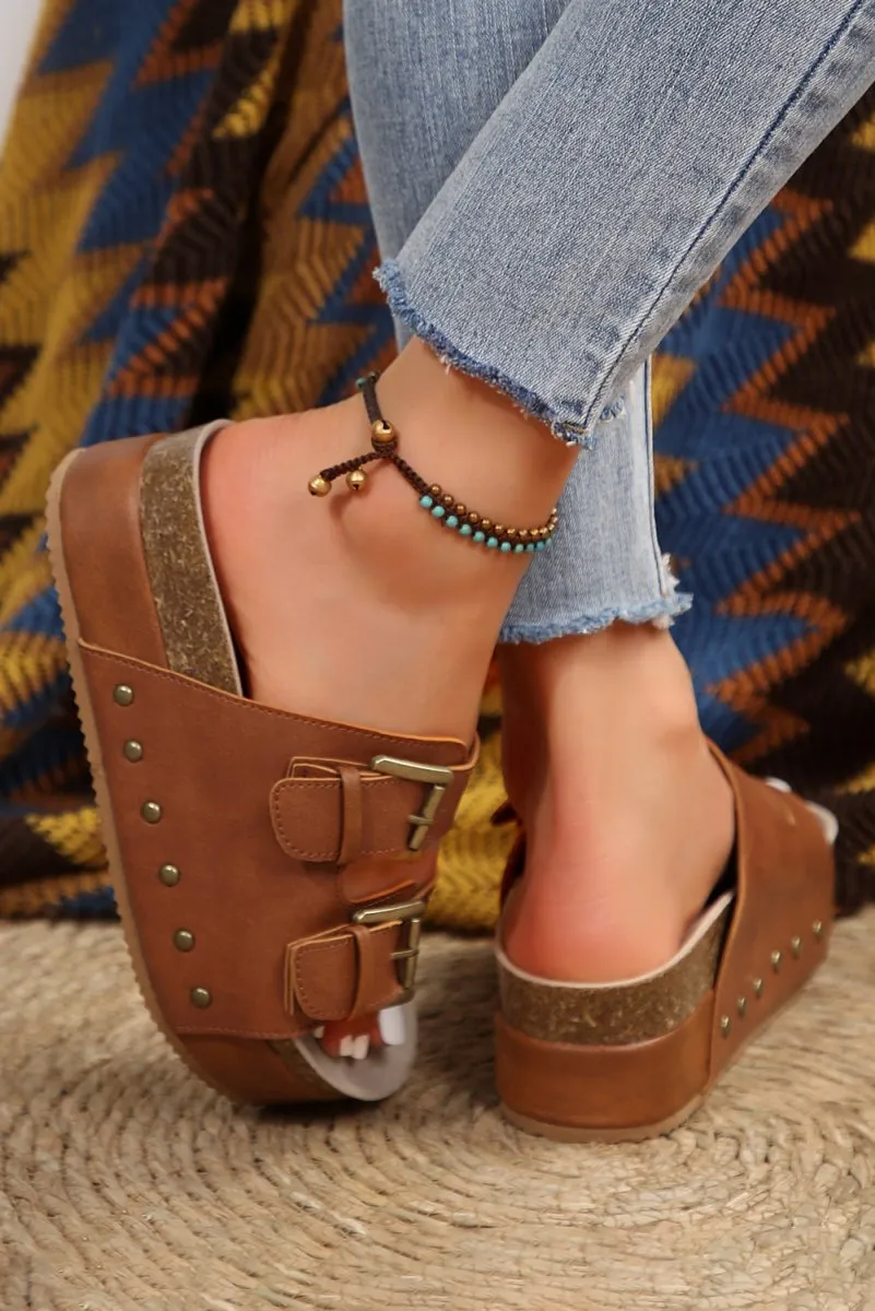 Chestnut Buckle Platform Sandal