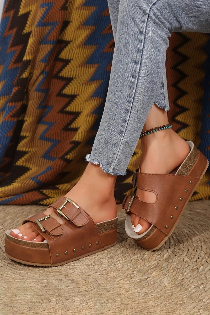 Chestnut Buckle Platform Sandal