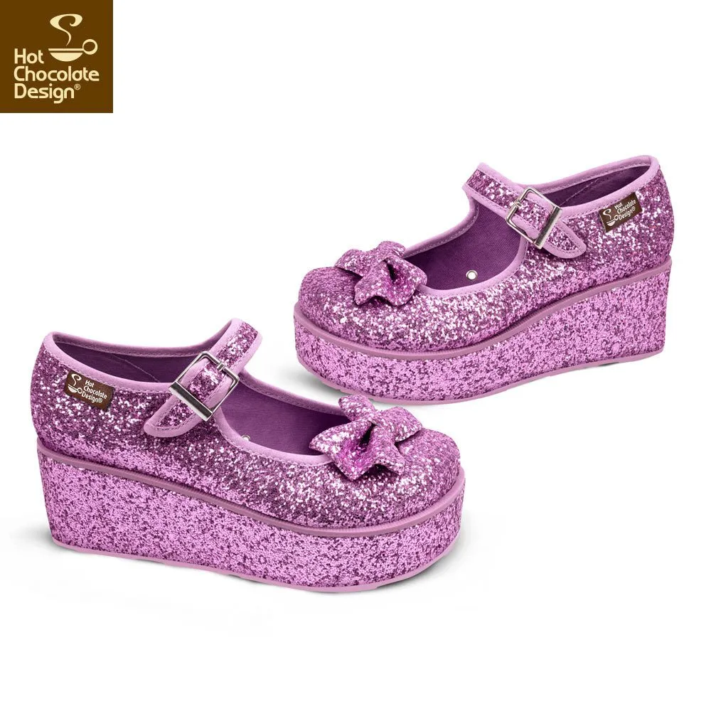 Chocolaticas® PURPLE GLITTER Women's Mary Jane Platform