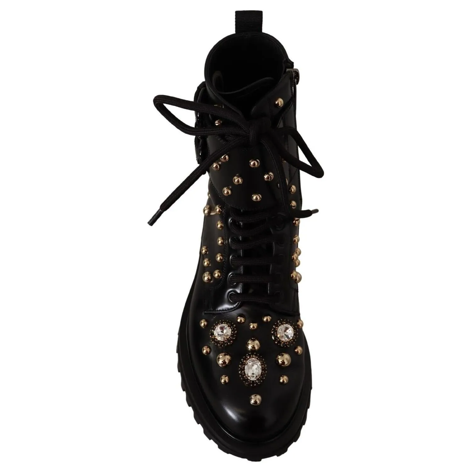 Dolce & Gabbana Black Crystal-Studded Formal Boots