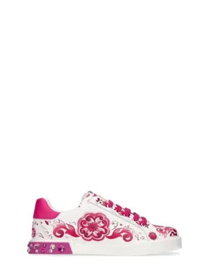 Dolce&amp;Gabbana   Logo print leather lace-up sneakers 