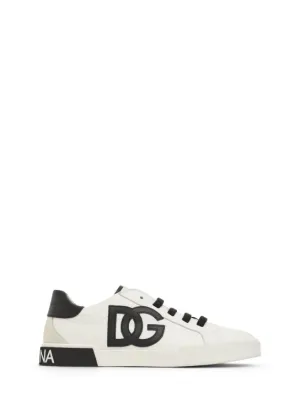 Dolce&amp;Gabbana   Logo print leather lace-up sneakers 