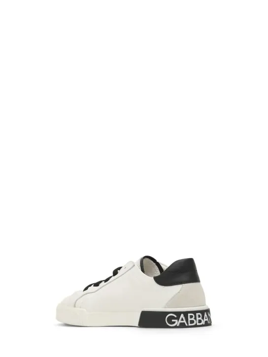 Dolce&amp;Gabbana   Logo print leather lace-up sneakers 