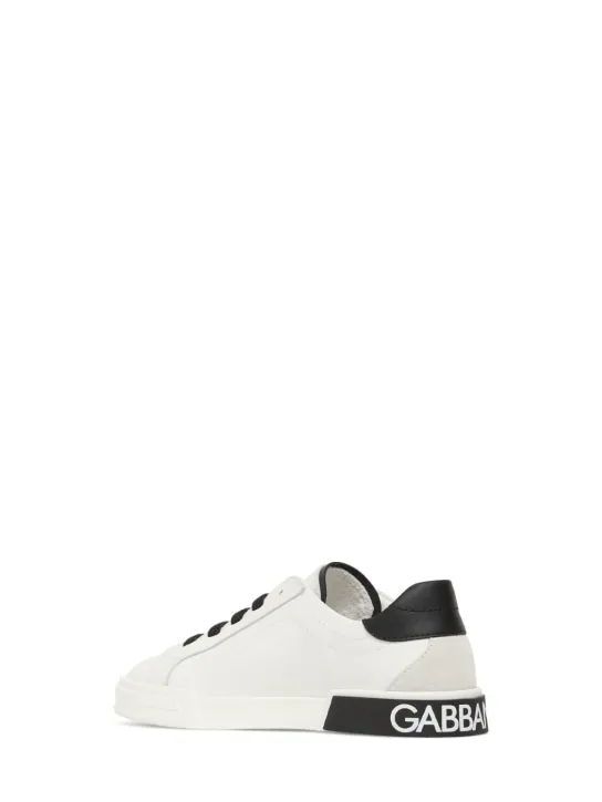 Dolce&amp;Gabbana   Logo print leather lace-up sneakers 