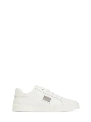 Dolce&amp;Gabbana   Metal logo leather lace-up sneakers 