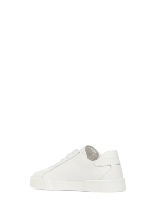 Dolce&amp;Gabbana   Metal logo leather lace-up sneakers 