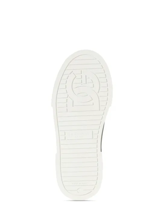 Dolce&amp;Gabbana   Metal logo leather lace-up sneakers 