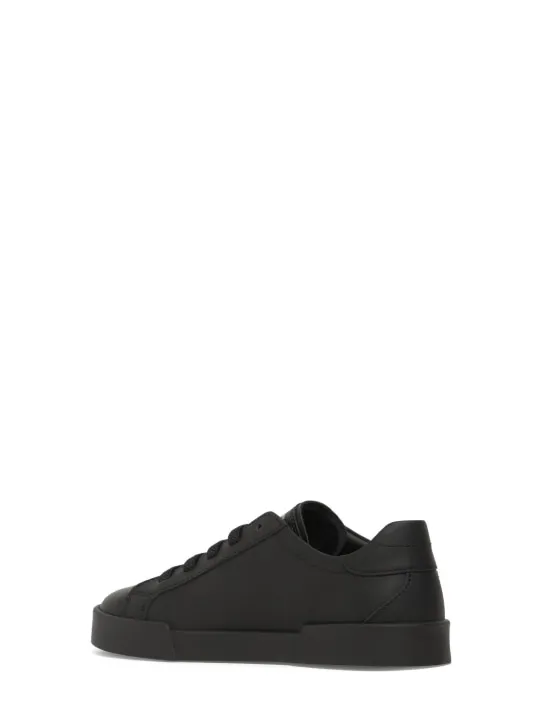 Dolce&amp;Gabbana   Metal logo leather lace-up sneakers 