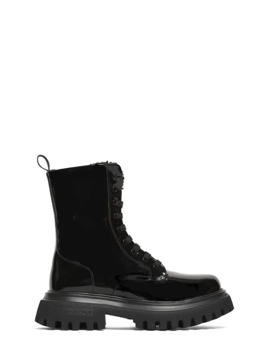 Dolce&amp;Gabbana   Patent leather boots w/ logo 