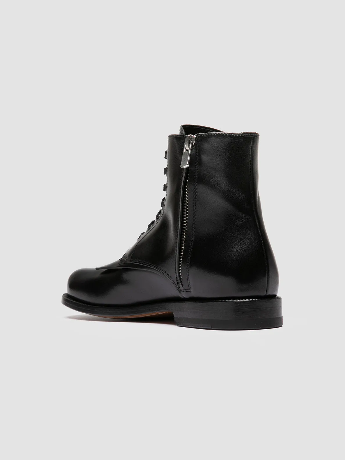 EMERALD 004 - Black Leather Lace-up Boots