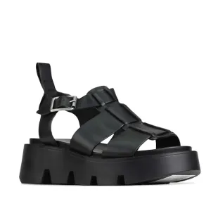 EOS Womens Kailan Platform Chunky Leather Sandal Black