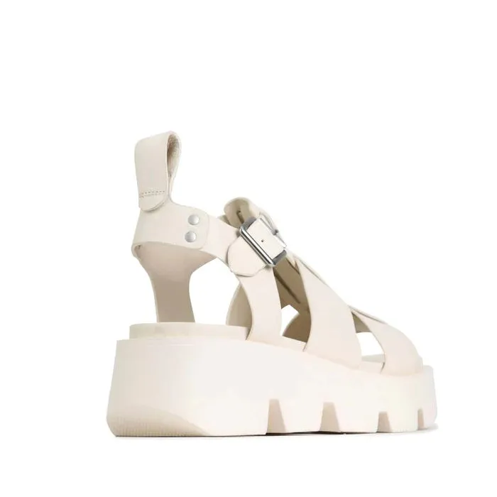 EOS Womens Kailan Platform Chunky Leather Sandal Bone