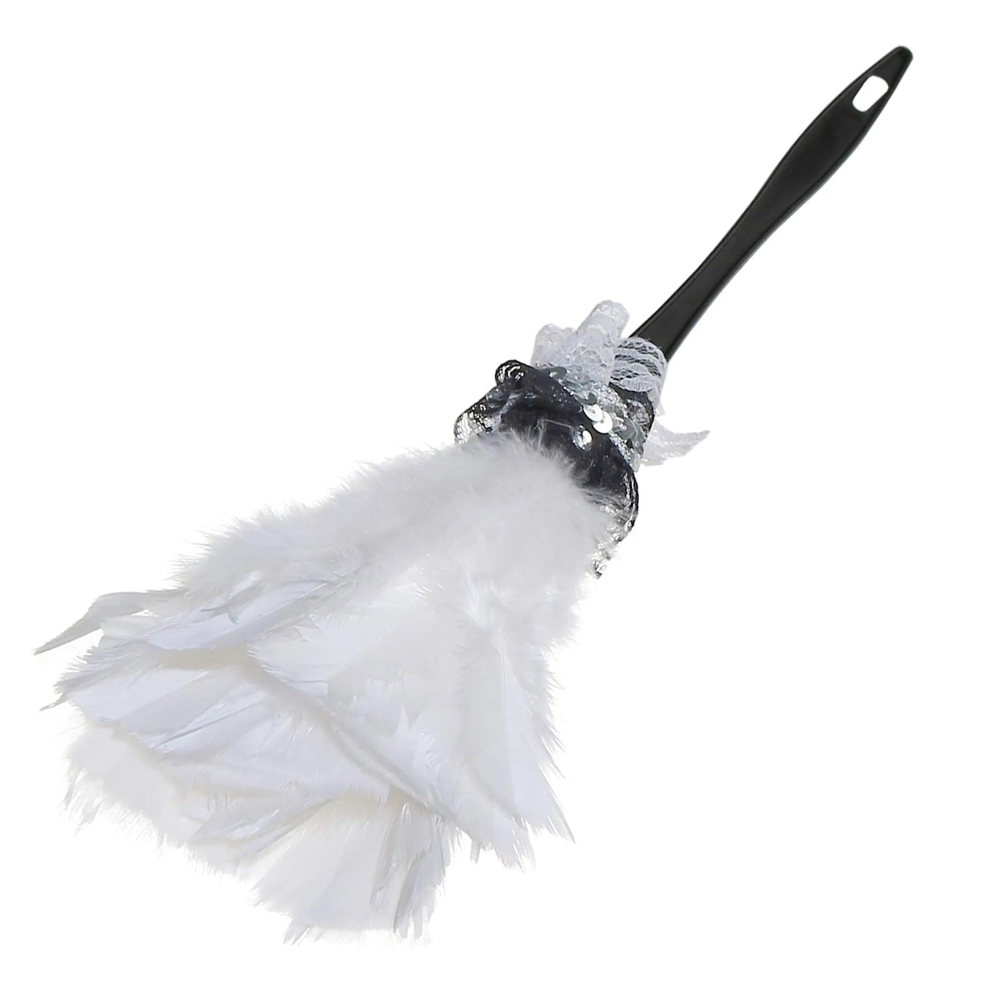 Feather Duster Maid Accessory - Soft White Cleaning Feather Dust Broom Costume Accessories Prop for French Maid Costumes