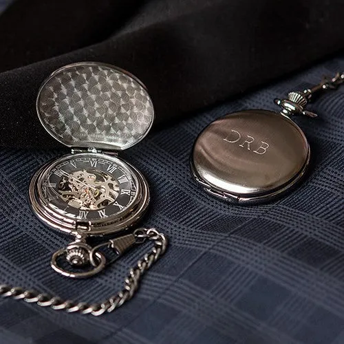 GUNMETAL MECHANICAL POCKET WATCH