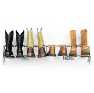 Handmade His and Hers Horseshoe Boot Rack - 4 pairs - The Heritage Forge