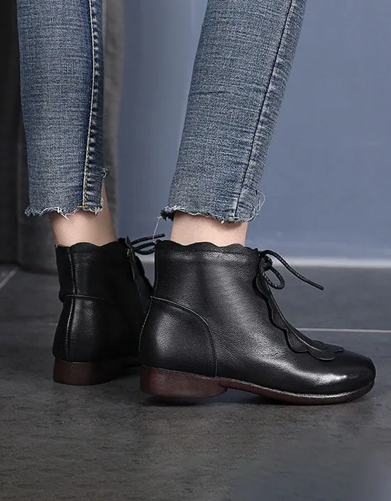 Handmade Soft Leather Lace-up Retro Boots