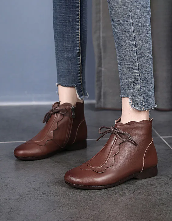 Handmade Soft Leather Lace-up Retro Boots