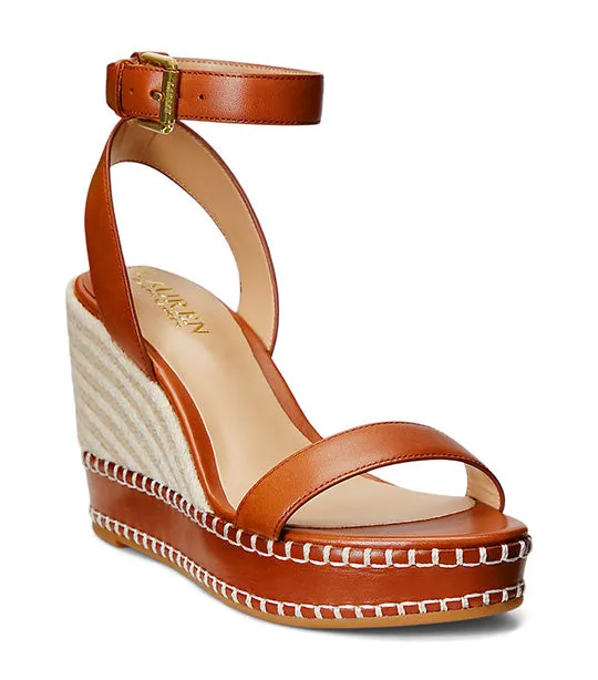 Hilarie Burnished Leather Espadrille Deep Saddle Tan