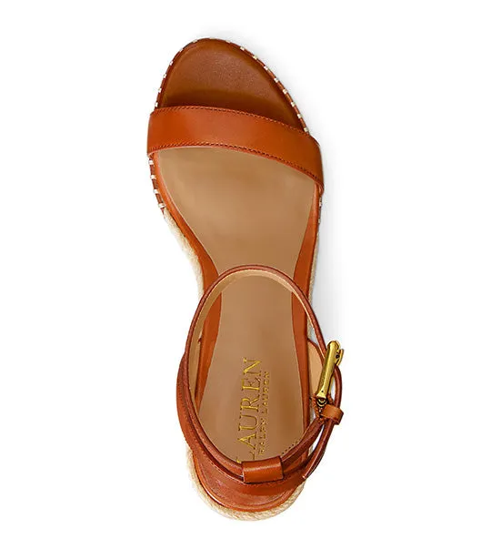 Hilarie Burnished Leather Espadrille Deep Saddle Tan