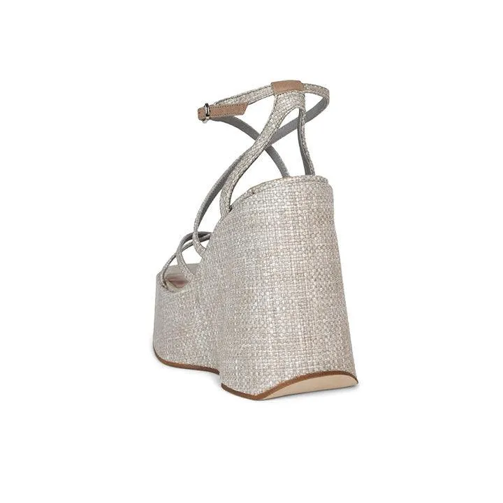 JEFFREY CAMPBELL - OLIANA BEIGE WOVEN HEELS