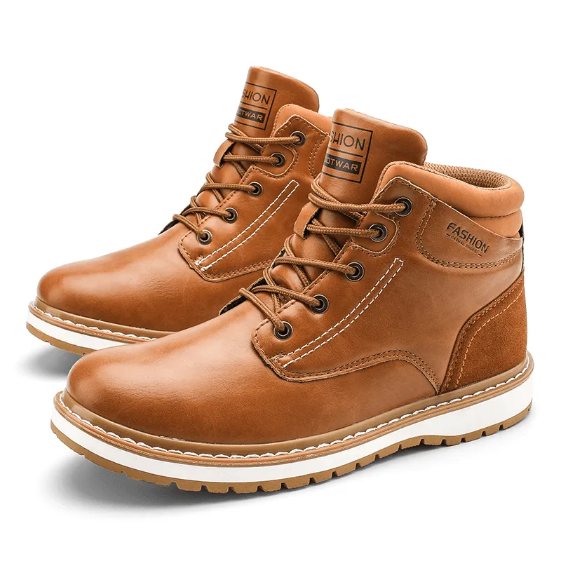 kkboxly kkboxly Men Outdoor Microfiber Leather Waterproof Comfy Lace-Up Tooling Boots