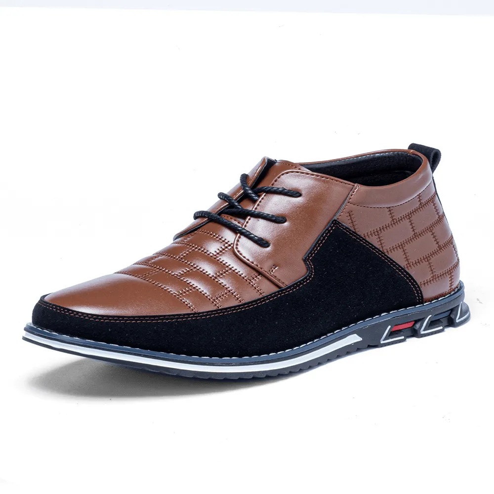 kkboxly kkboxly Men round Toe Comfy Soft Sole Lace-Up Business Casual Leather Ankle Boots