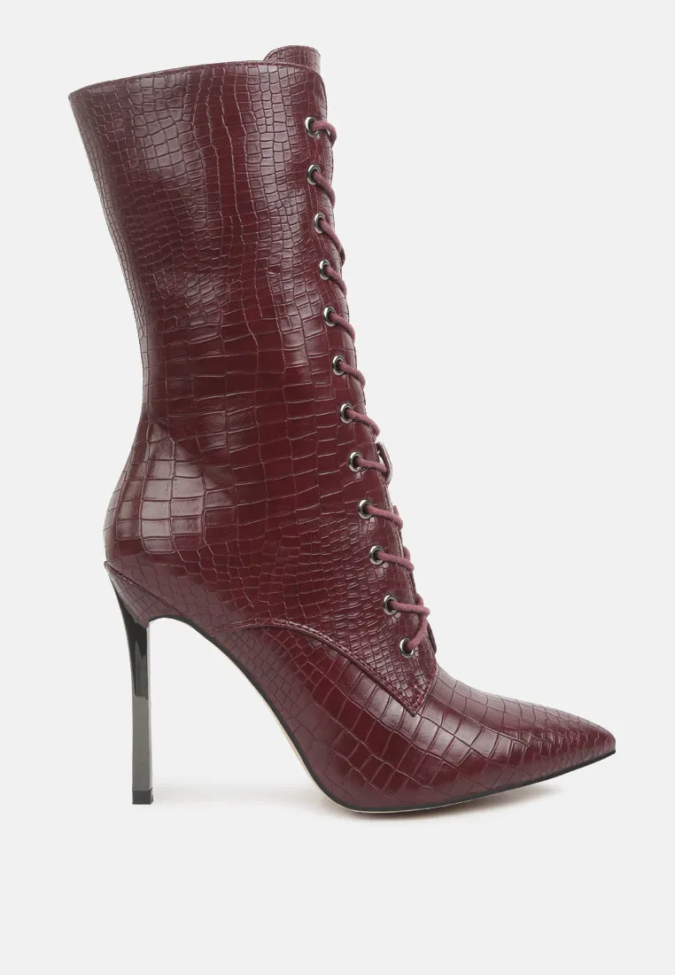 Knocturn Croc Textured Over The Ankle Boots