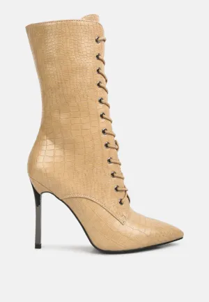 Knocturn Croc Textured Over The Ankle Boots