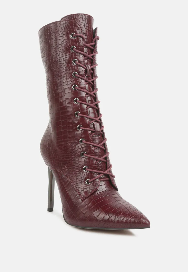 Knocturn Croc Textured Over The Ankle Boots