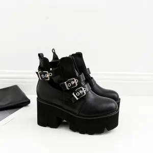 Lace-up boots platform boots with thick heels