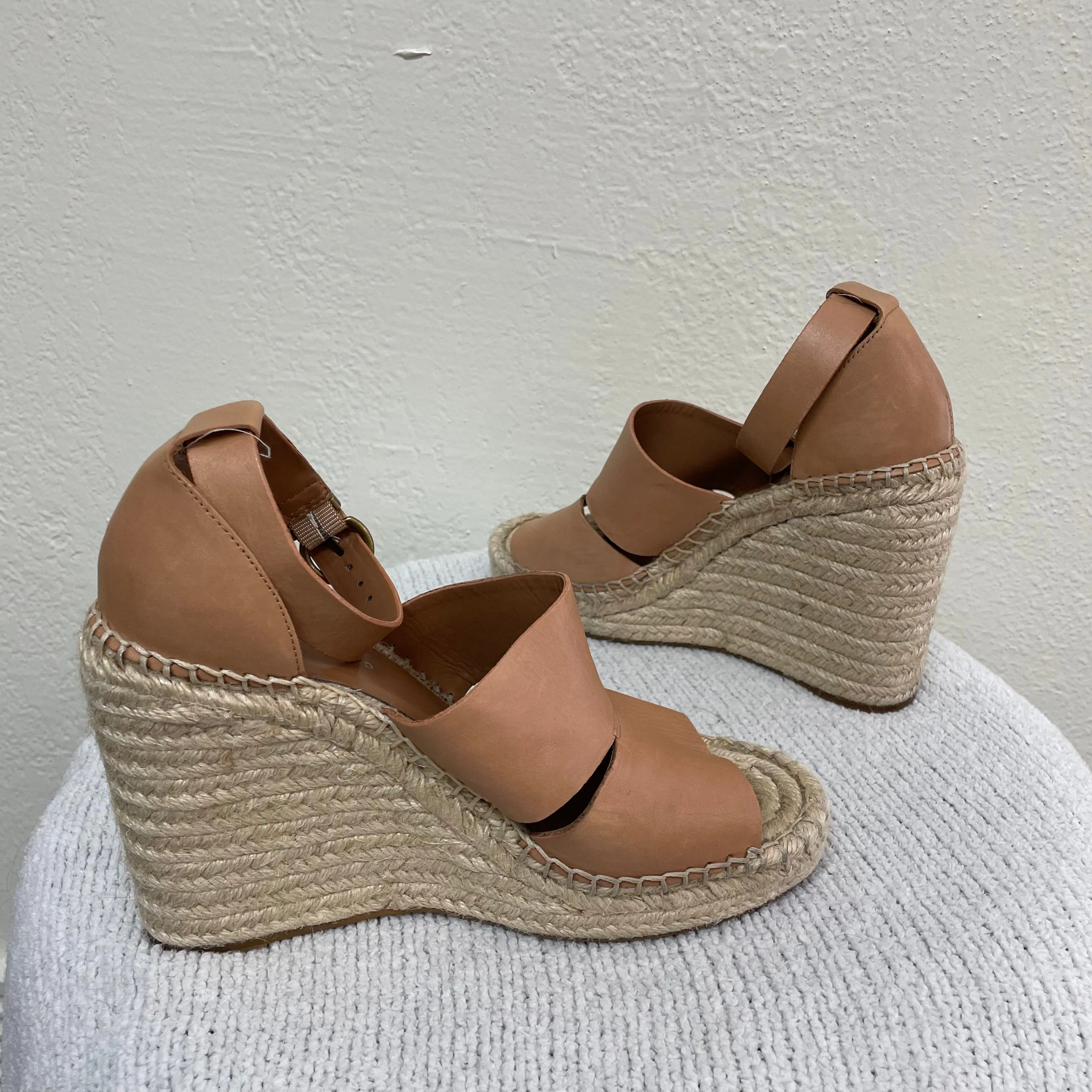 Leather Espadrille Wedges