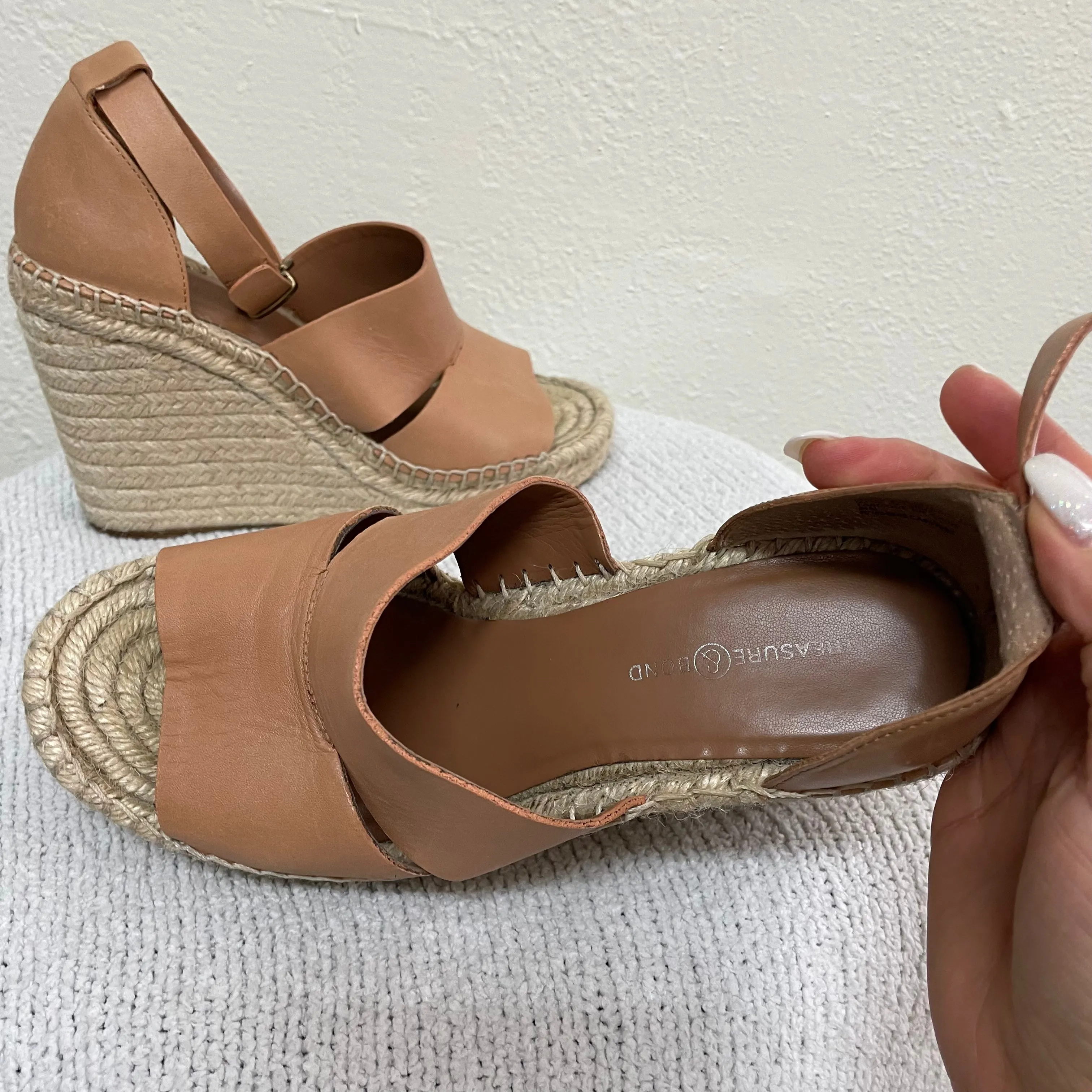 Leather Espadrille Wedges