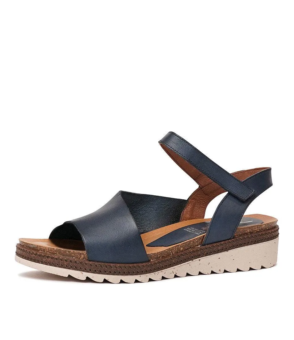 Lena Navy Leather Sandals