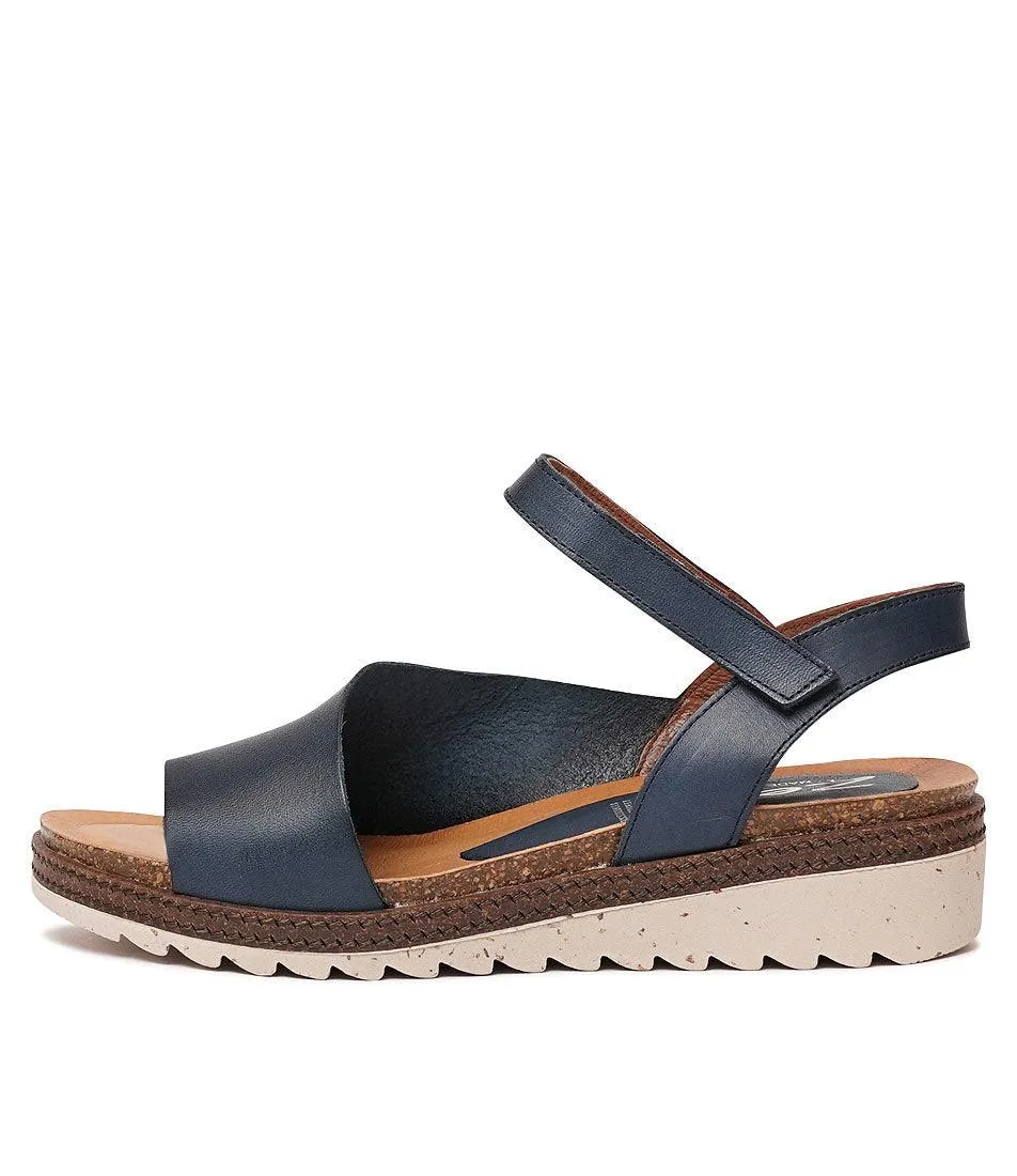 Lena Navy Leather Sandals