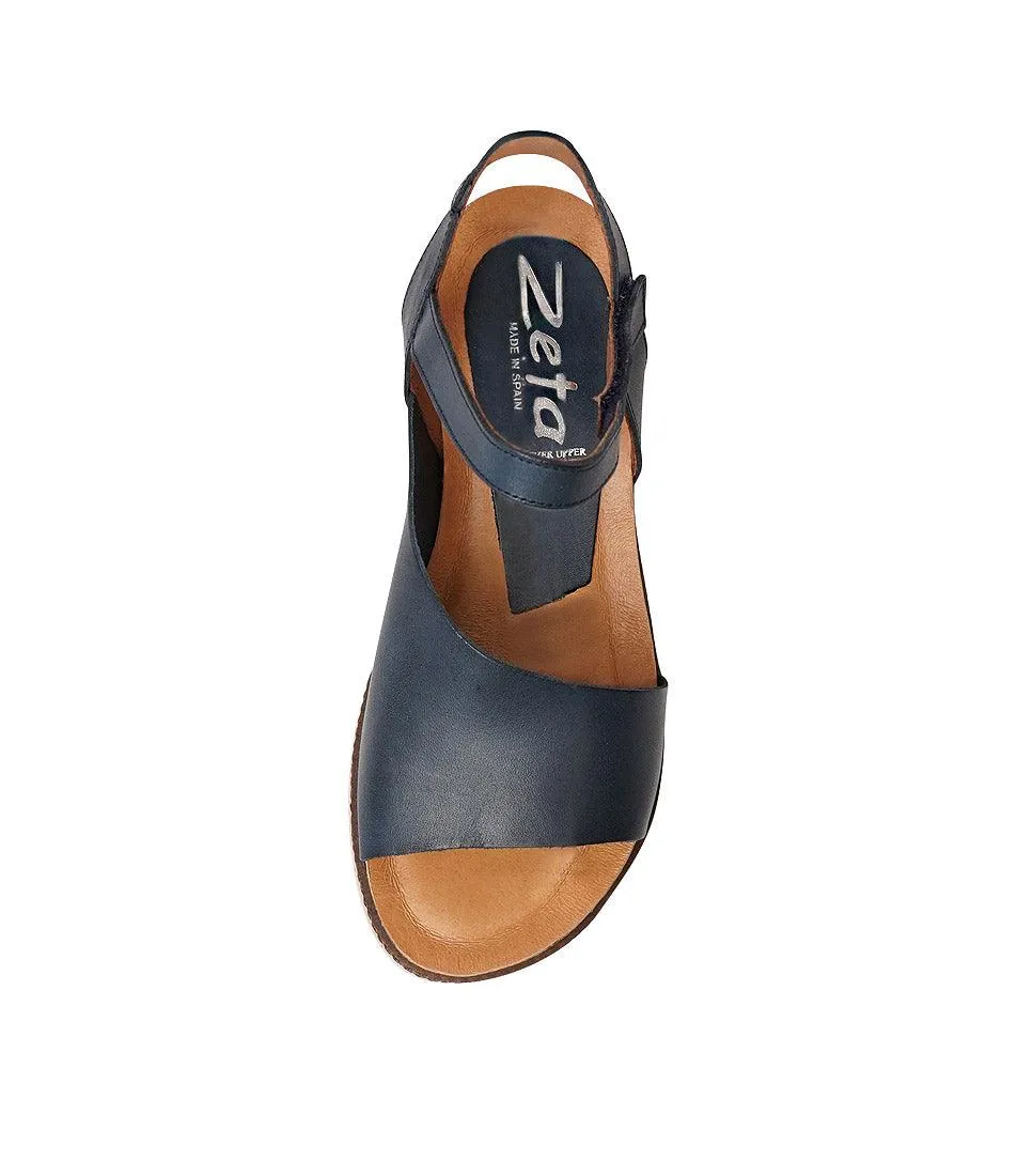 Lena Navy Leather Sandals