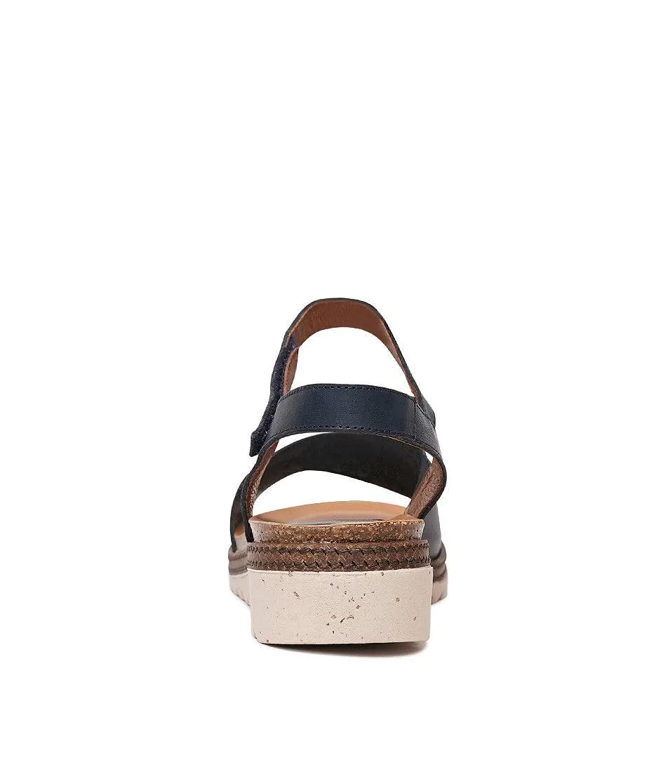 Lena Navy Leather Sandals