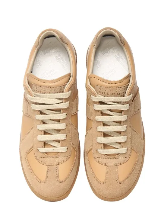 Maison Margiela   20mm Replica leather &amp; suede sneakers 