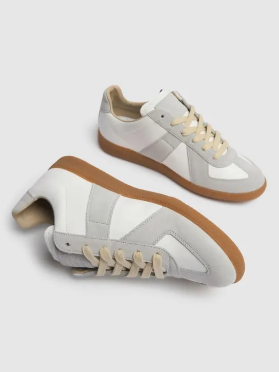 Maison Margiela   20mm Replica leather &amp; suede sneakers 