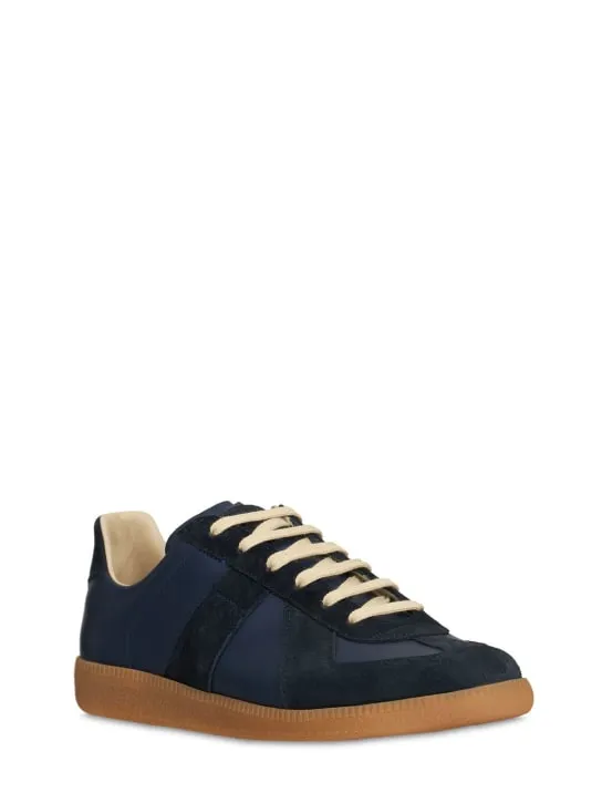 Maison Margiela   20mm Replica leather &amp; suede sneakers 